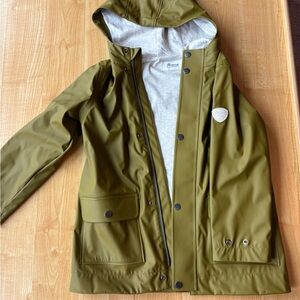 Bonpoint Olive Green Hooded Rain Jacket